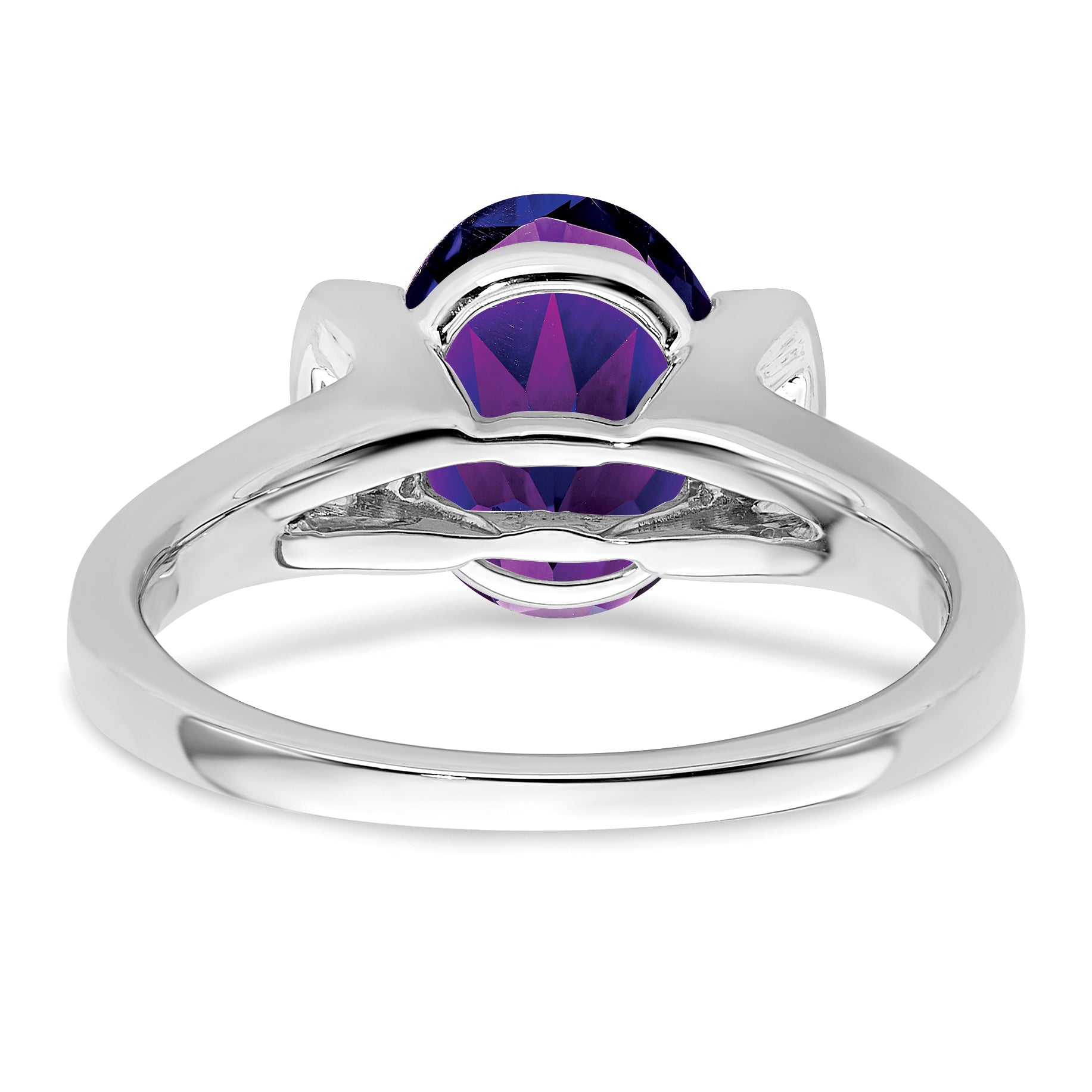 14k White Gold Oval Amethyst and Diamond Ring