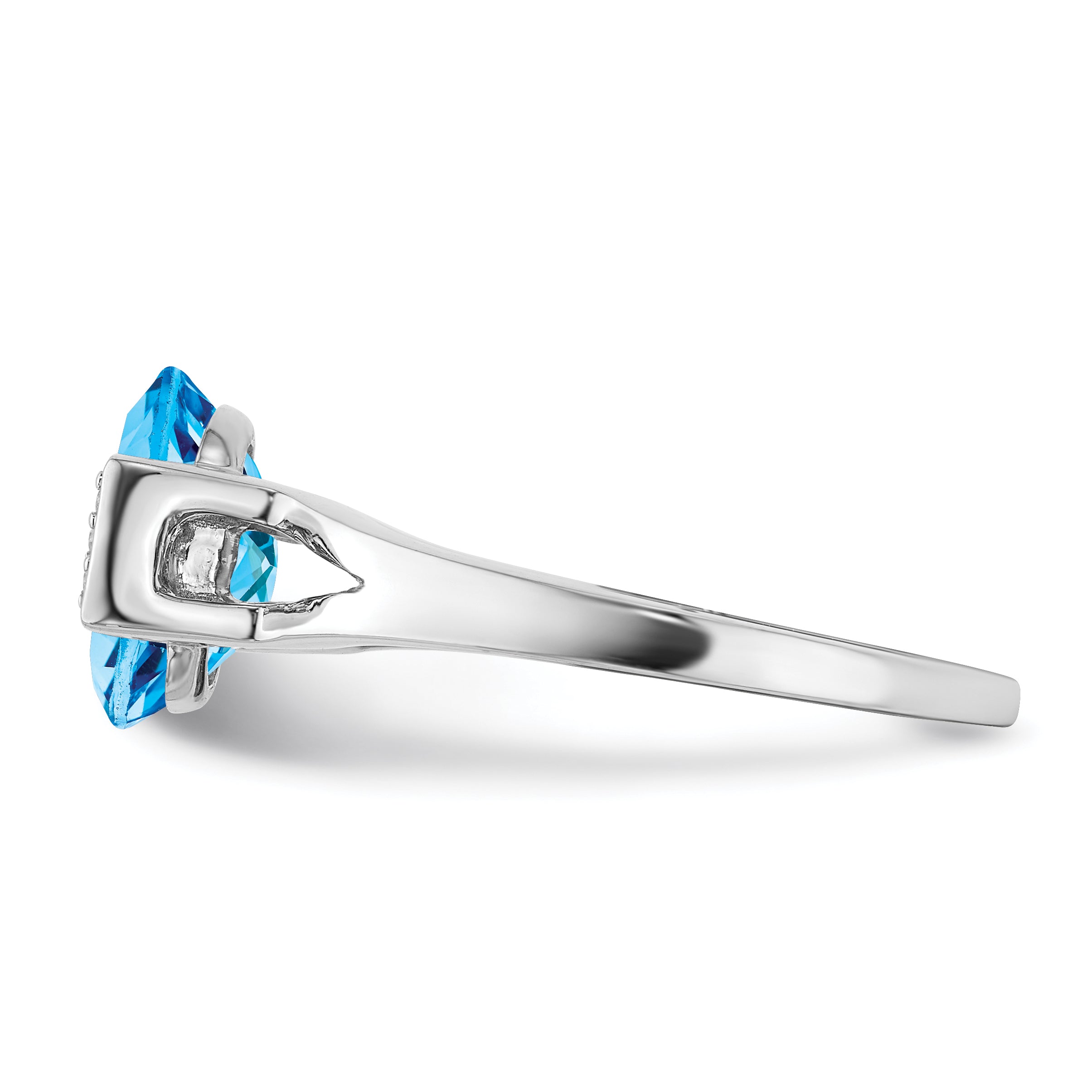 14k White Gold Oval Blue Topaz and Diamond Ring