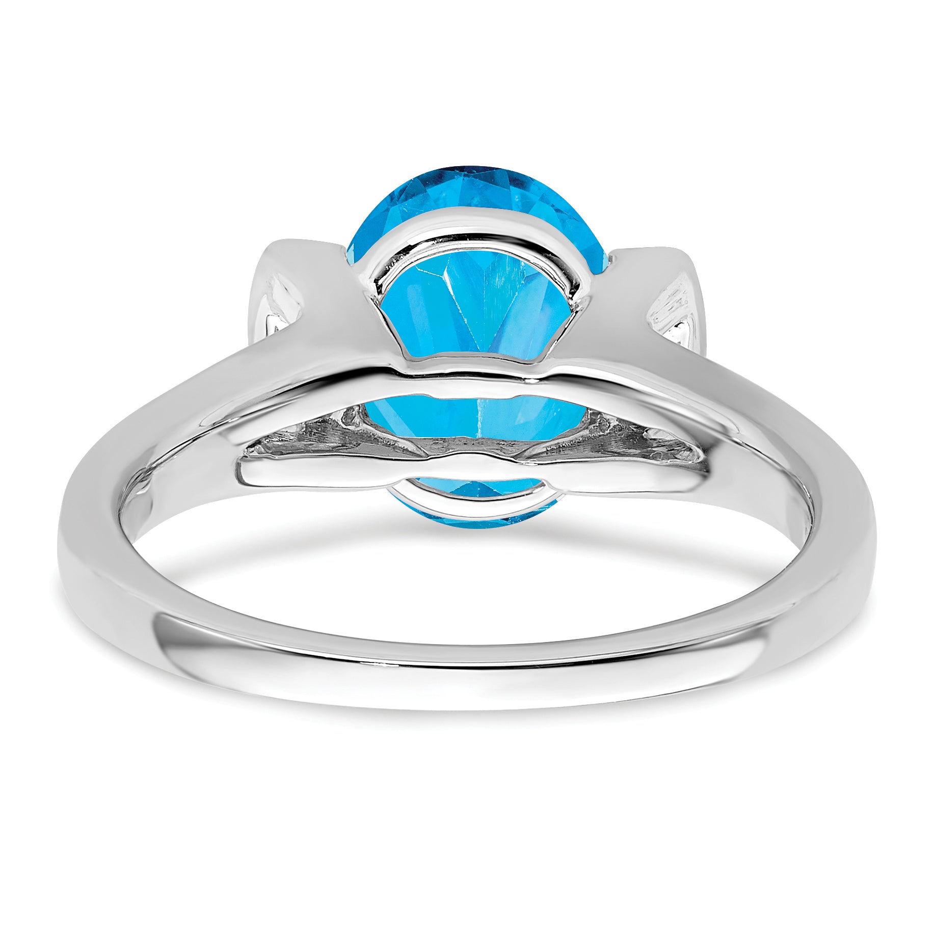 14k White Gold Oval Blue Topaz and Diamond Ring