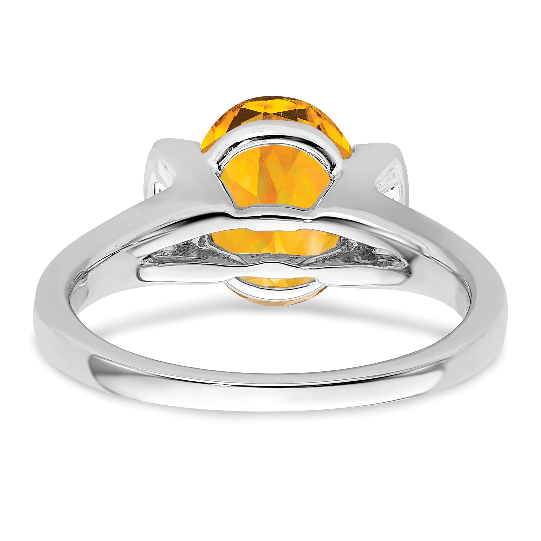 14k White Gold Oval Citrine and Diamond Ring