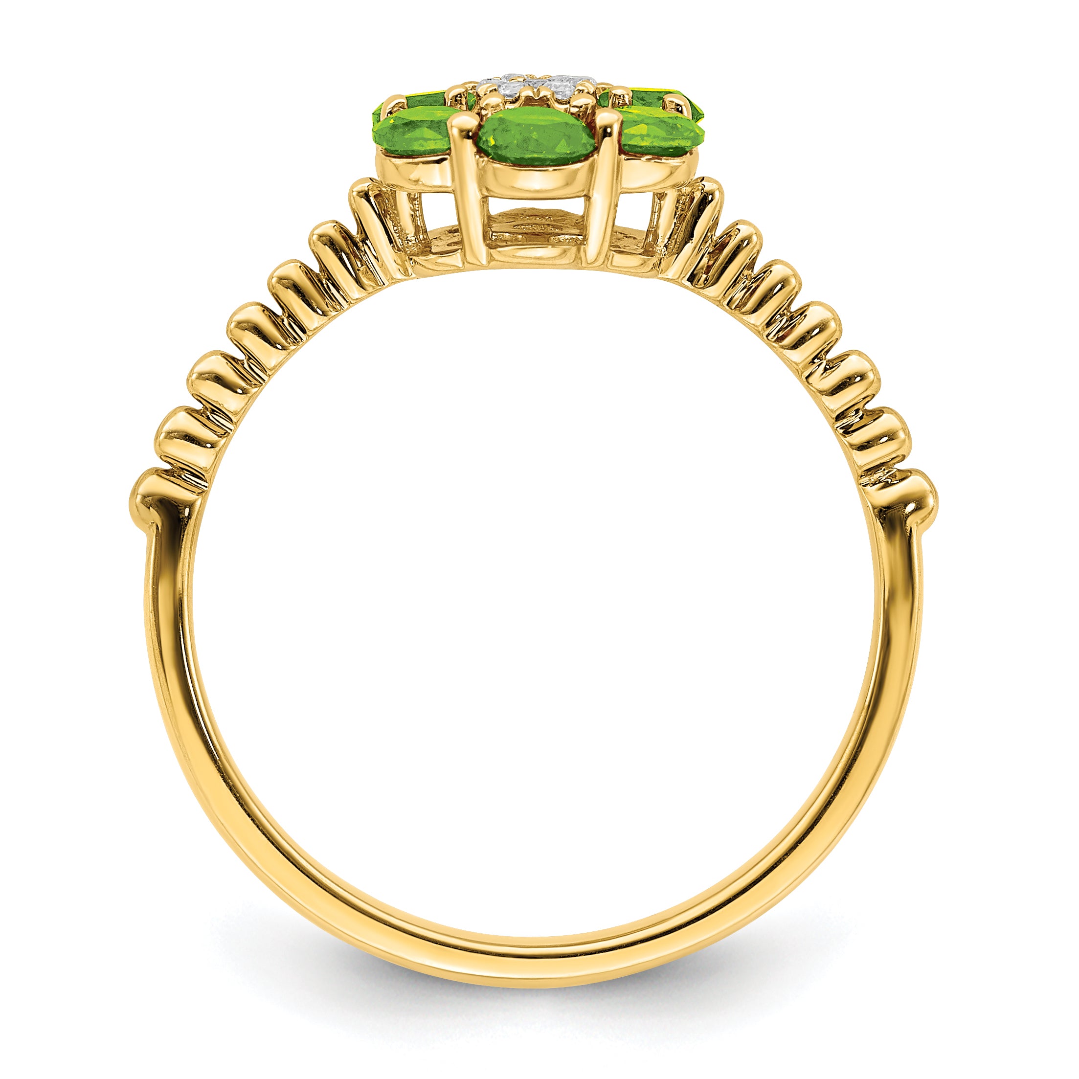 14k Peridot and Diamond Floral Ring