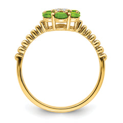 14k Peridot and Diamond Floral Ring