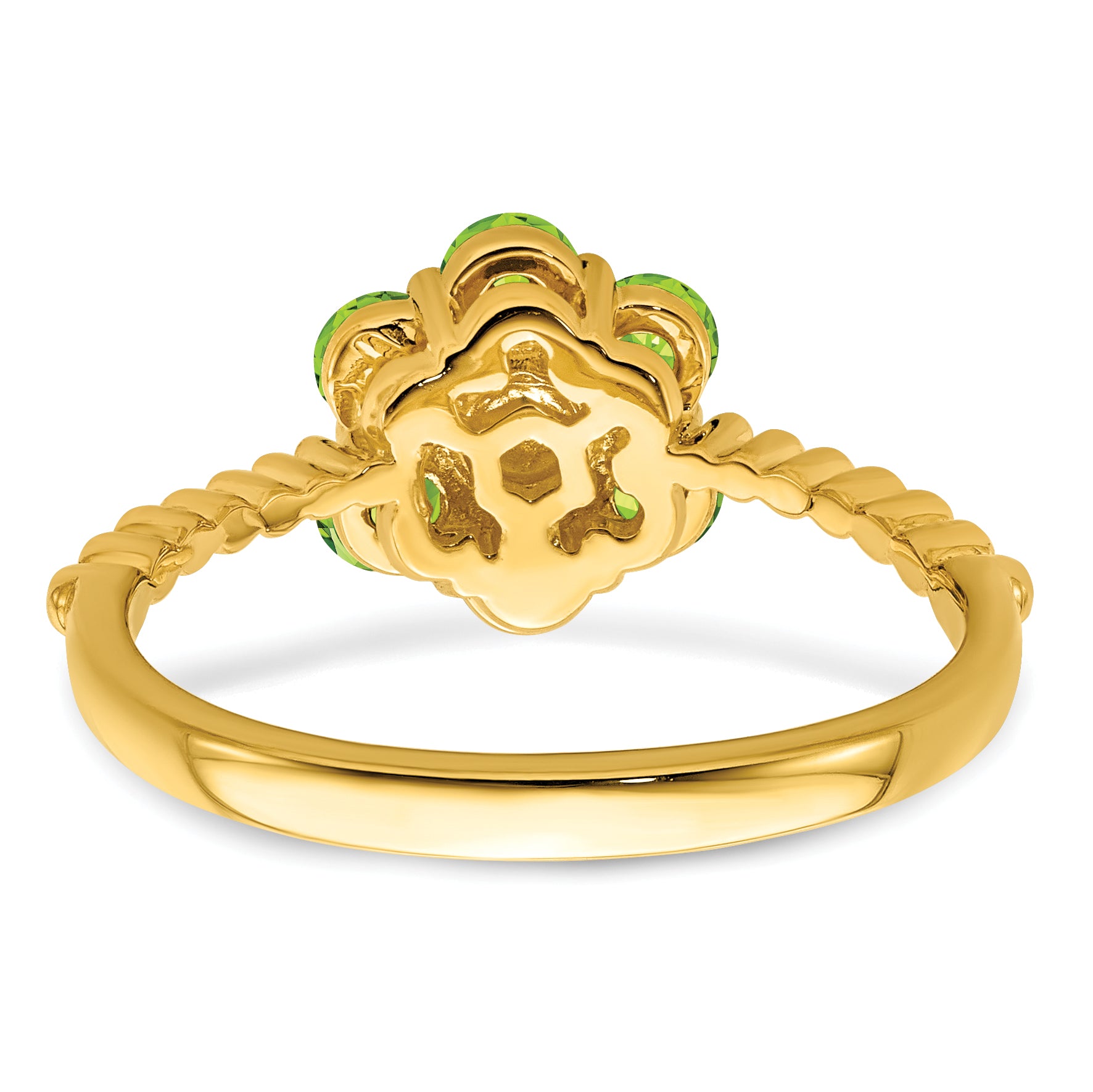 14k Peridot and Diamond Floral Ring