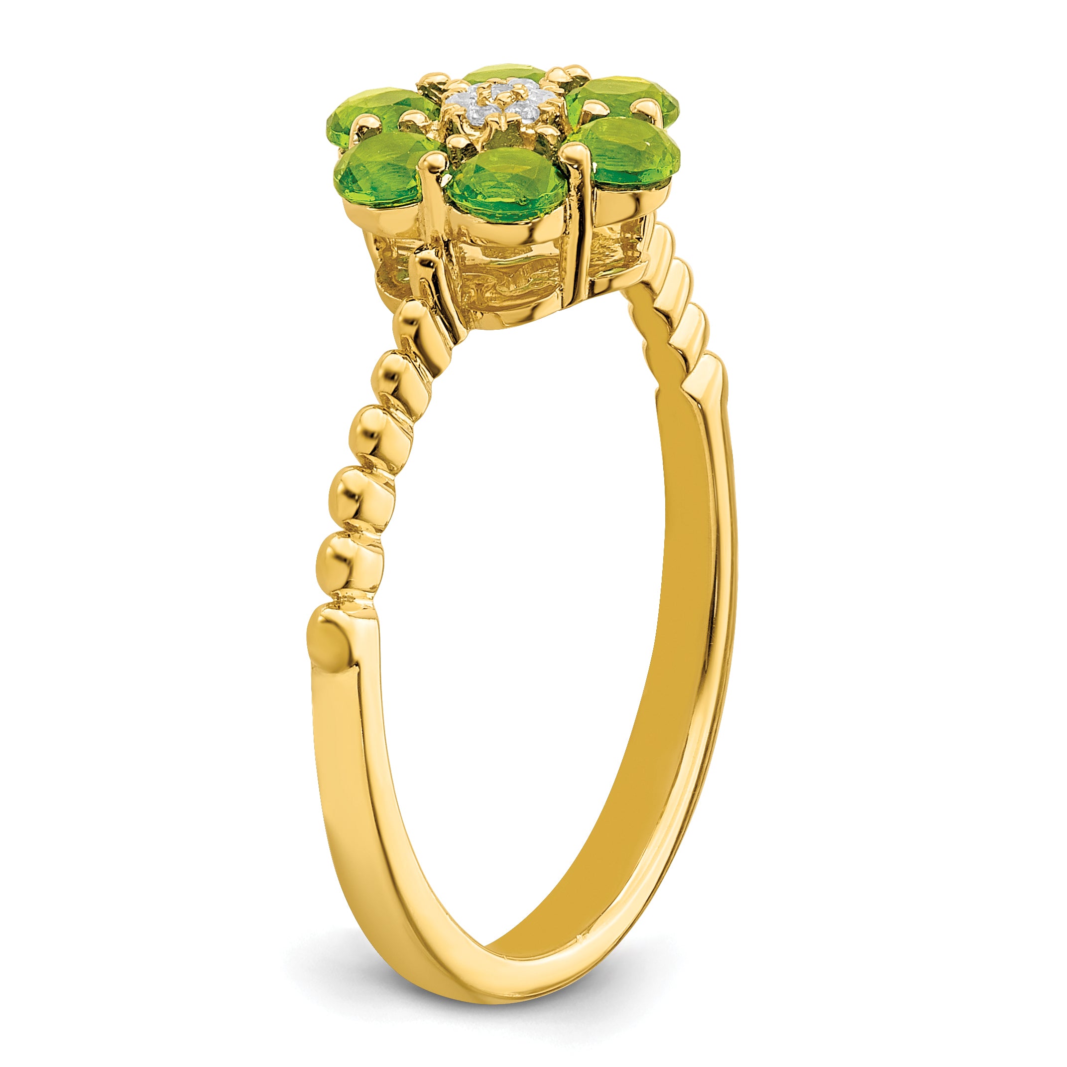 14k Peridot and Diamond Floral Ring