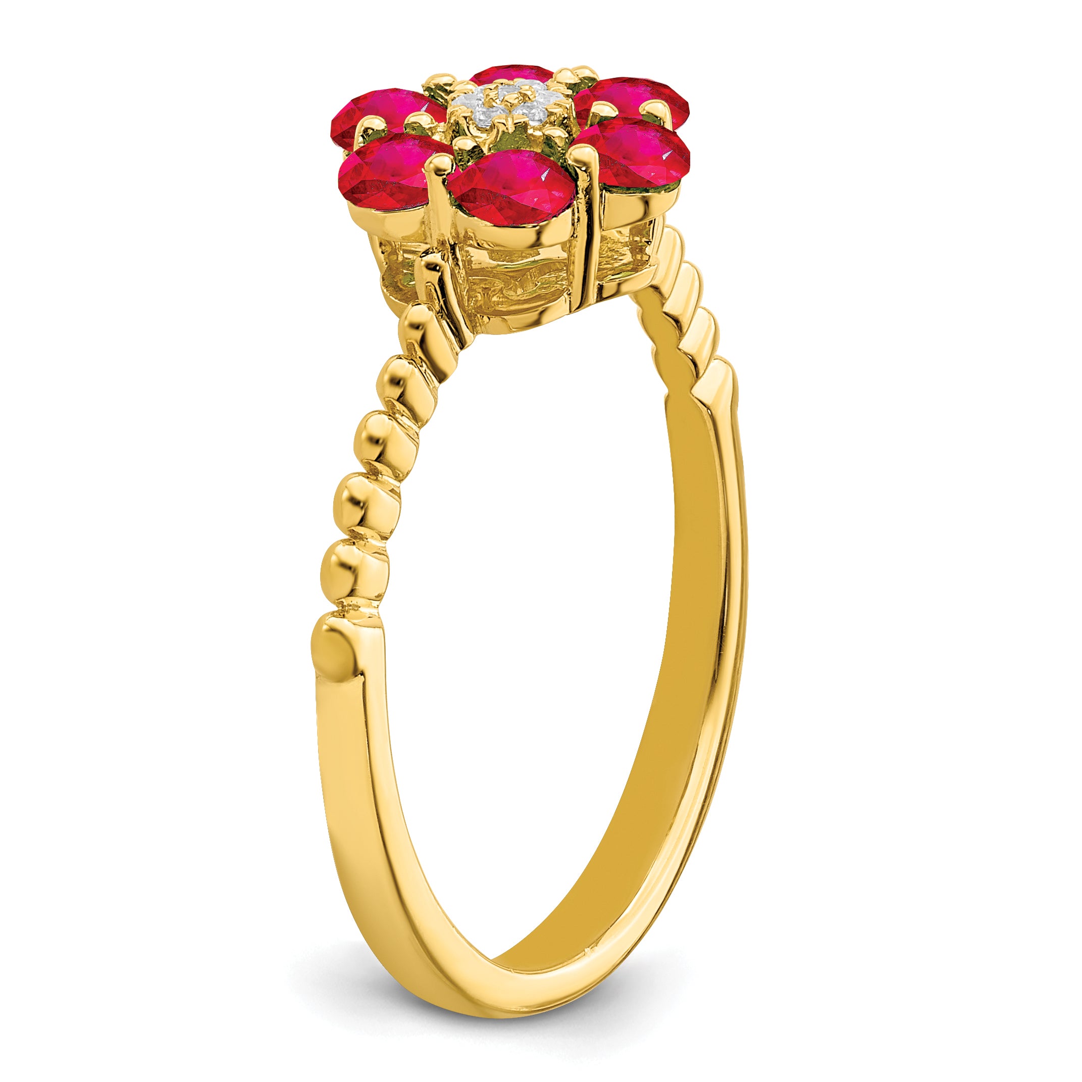 14k Ruby and Diamond Floral Ring