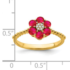 14k Ruby and Diamond Floral Ring