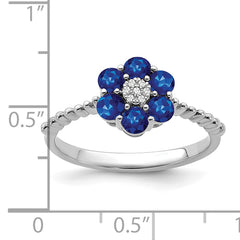 14k White Gold Sapphire and Diamond Floral Ring