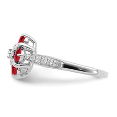 14k White Gold Ruby and Diamond Floral Ring