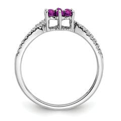 14k White Gold Amethyst and Diamond Floral Ring