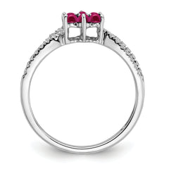 14k White Gold Ruby and Diamond Floral Ring