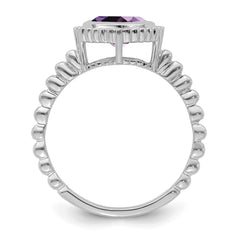 14k White Gold Cushion Amethyst Ring