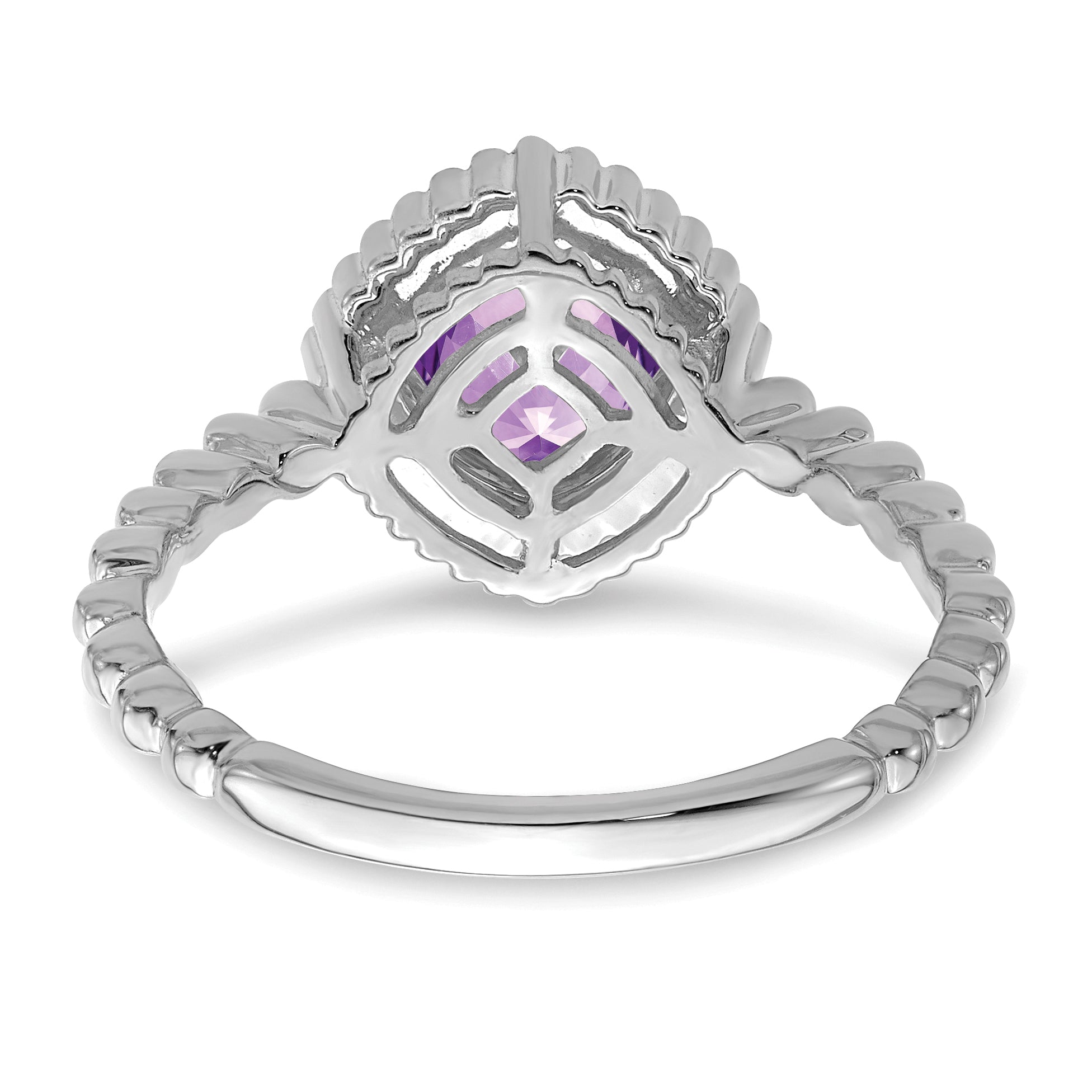 14k White Gold Cushion Amethyst Ring