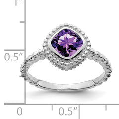 14k White Gold Cushion Amethyst Ring