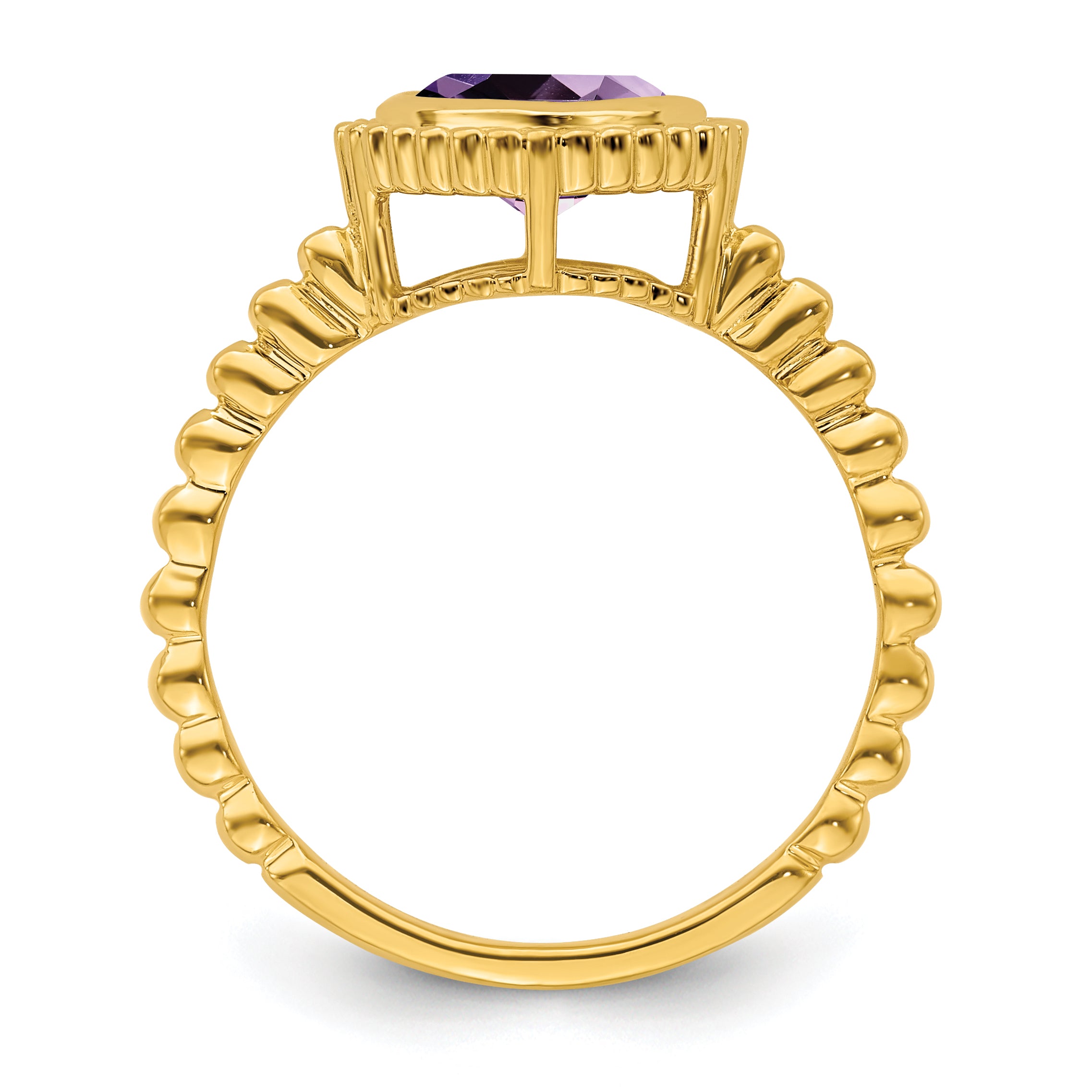 14k Cushion Amethyst Ring