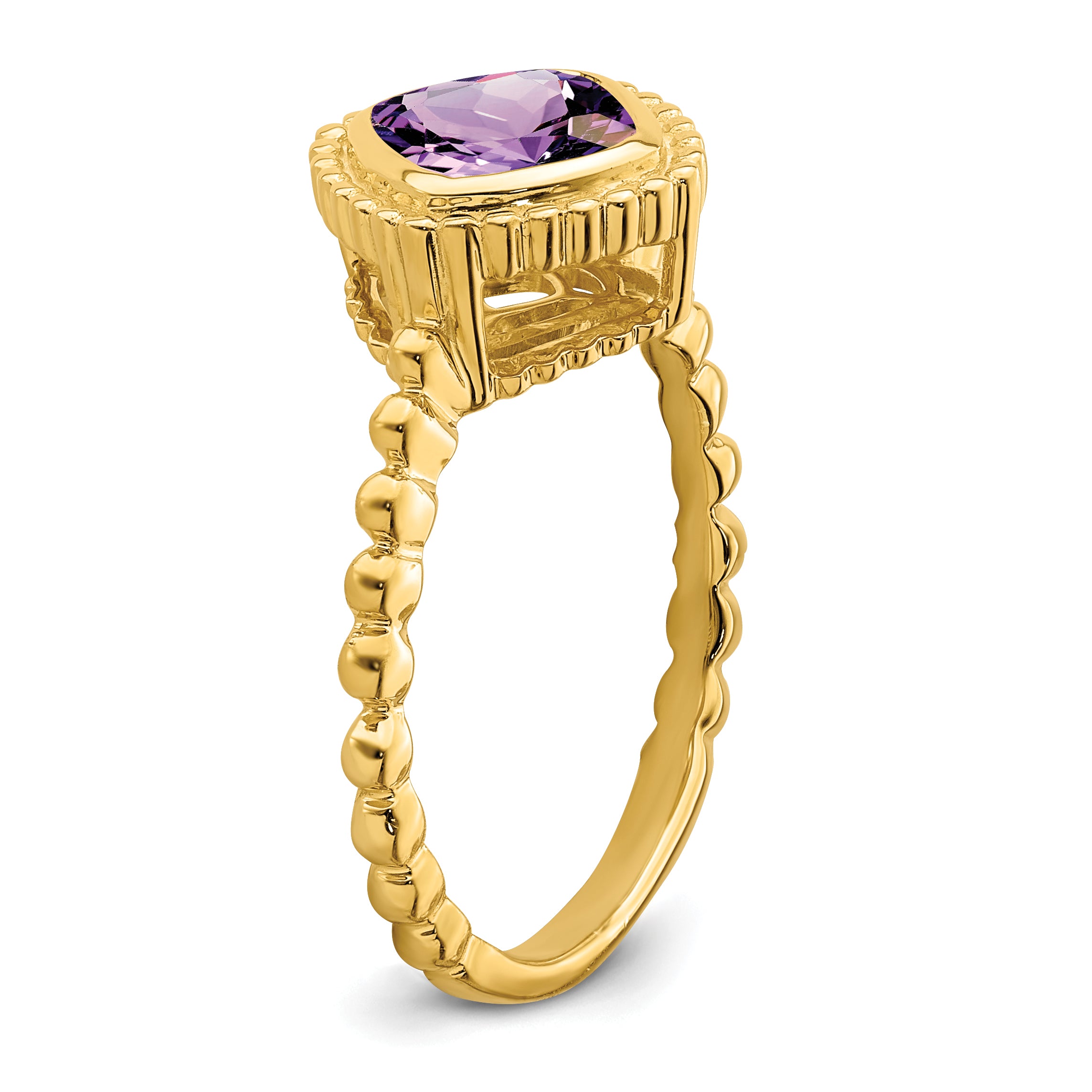 14k Cushion Amethyst Ring