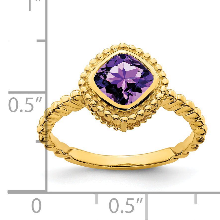 14k Cushion Amethyst Ring