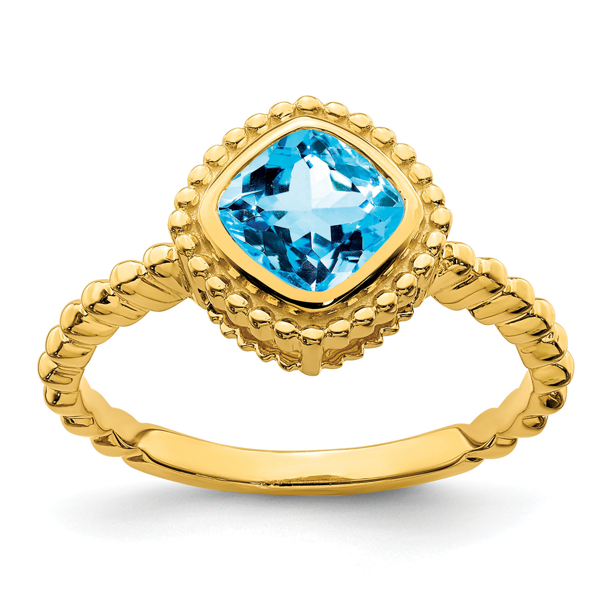 10k Cushion Blue Topaz Ring