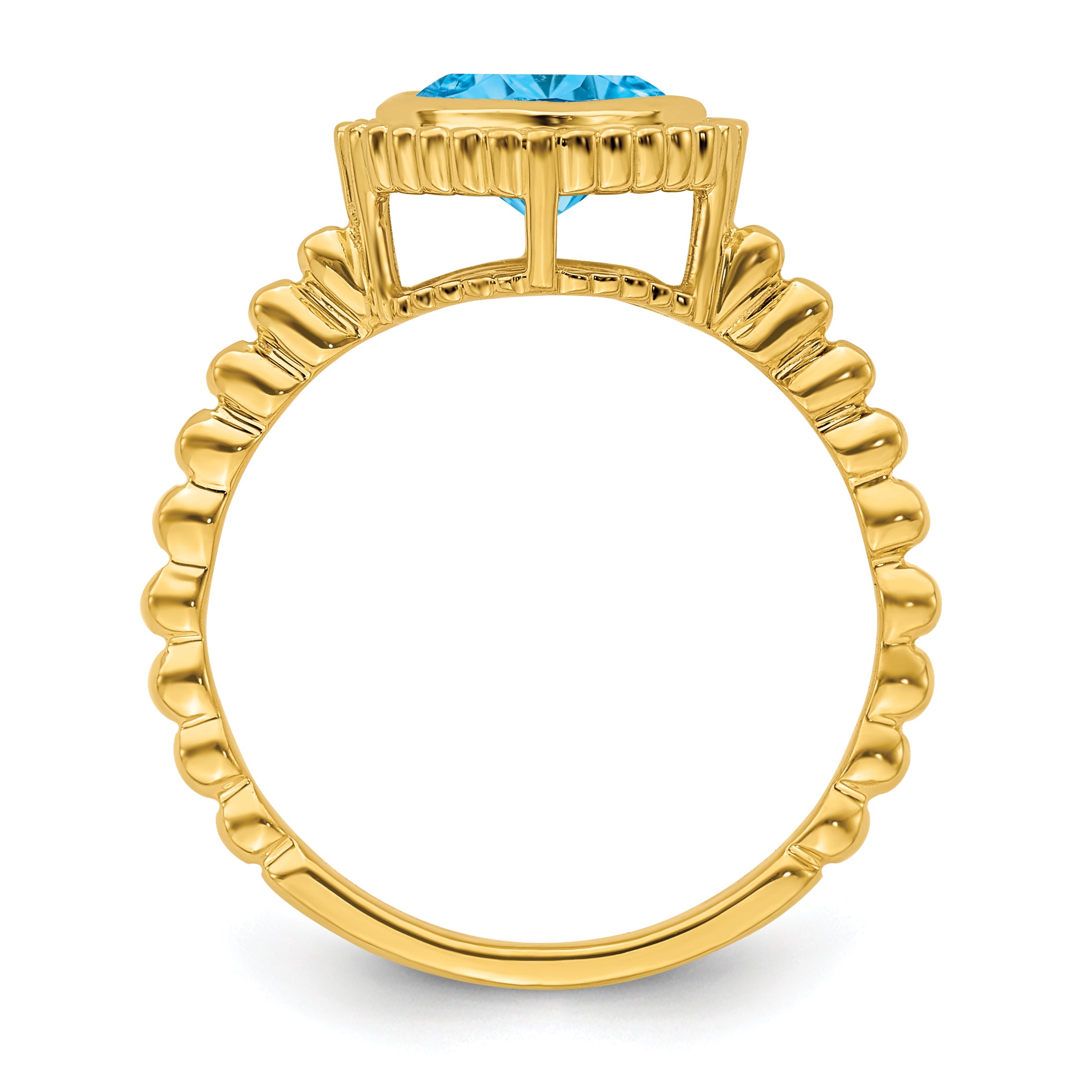 14k Cushion Blue Topaz Ring