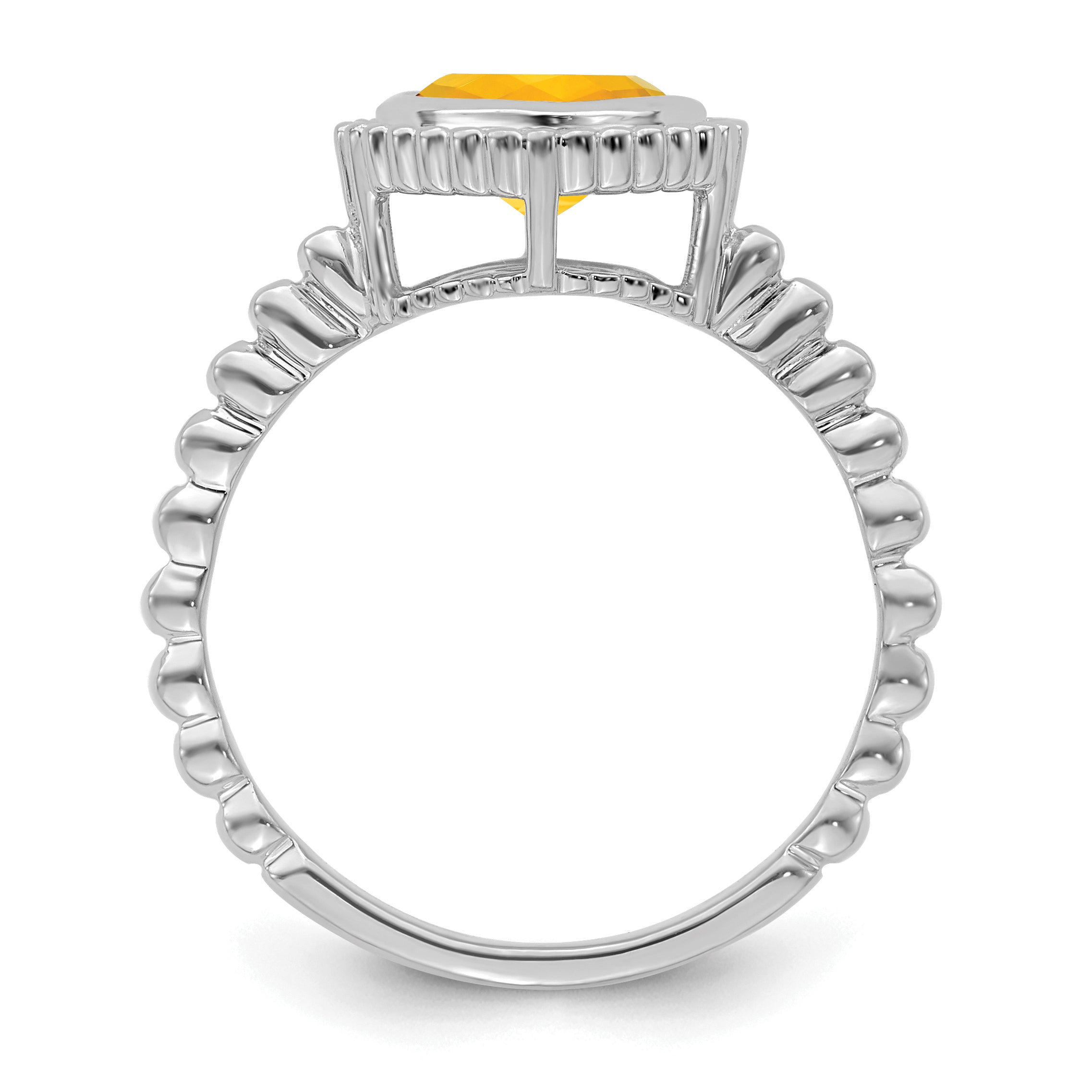 14k White Gold Cushion Citrine Ring