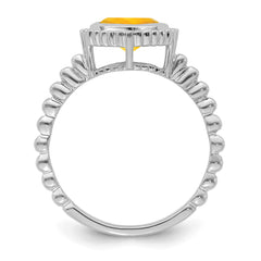 14k White Gold Cushion Citrine Ring