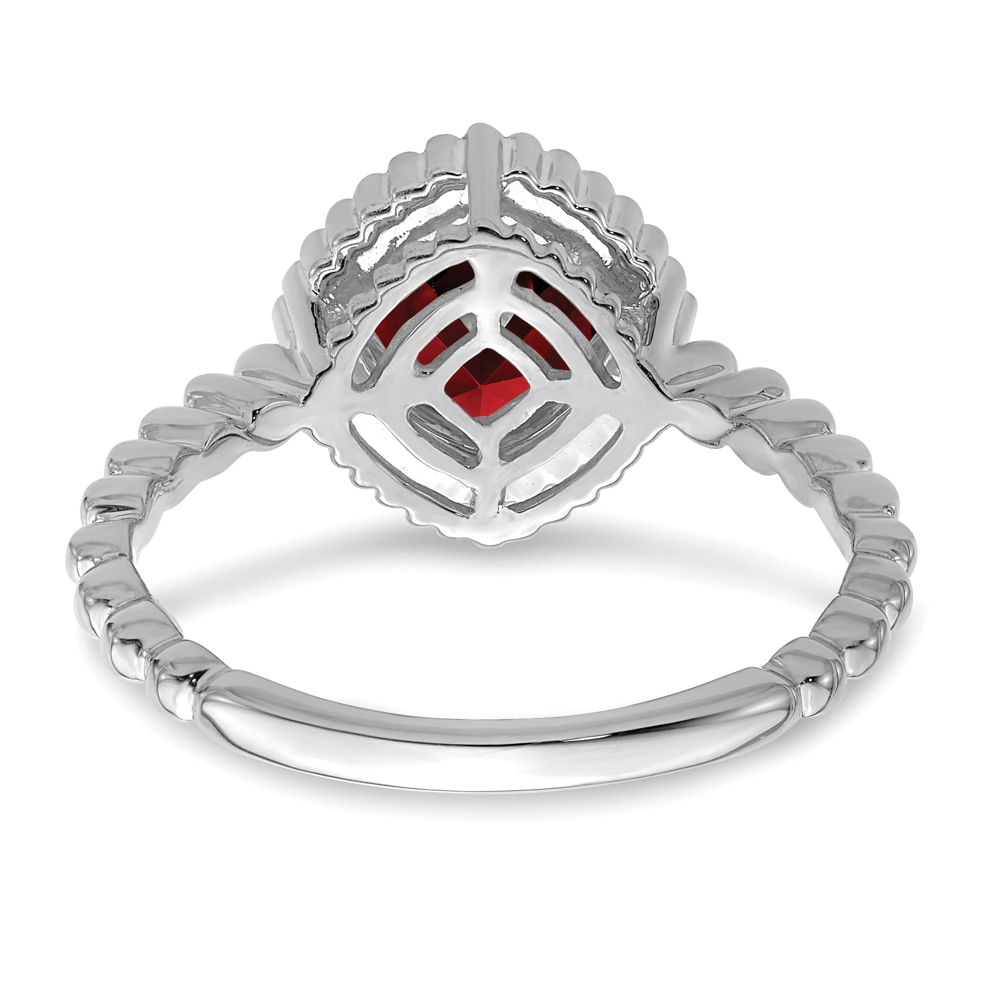 14k White Gold Cushion Garnet Ring