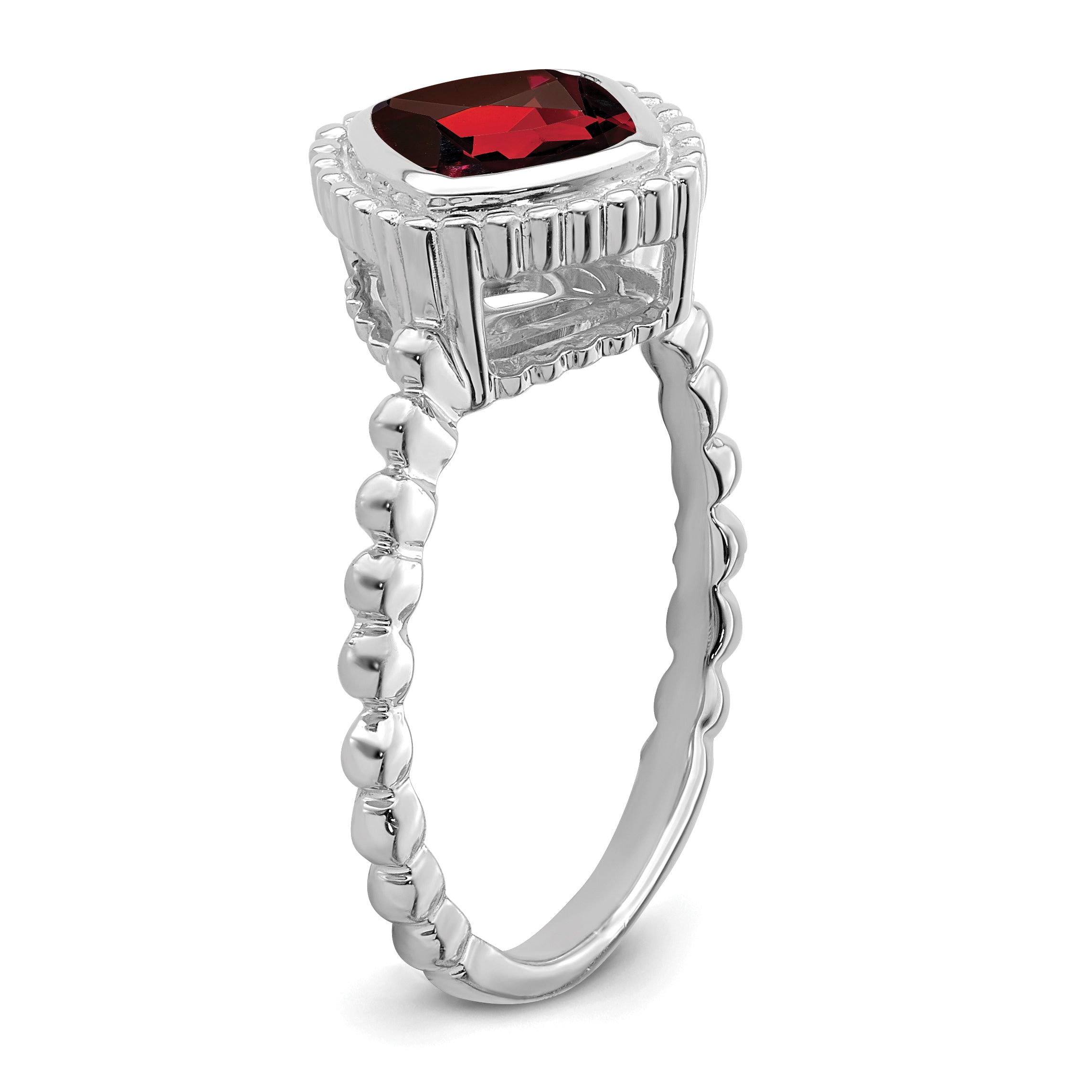 14k White Gold Cushion Garnet Ring