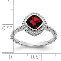 14k White Gold Cushion Garnet Ring