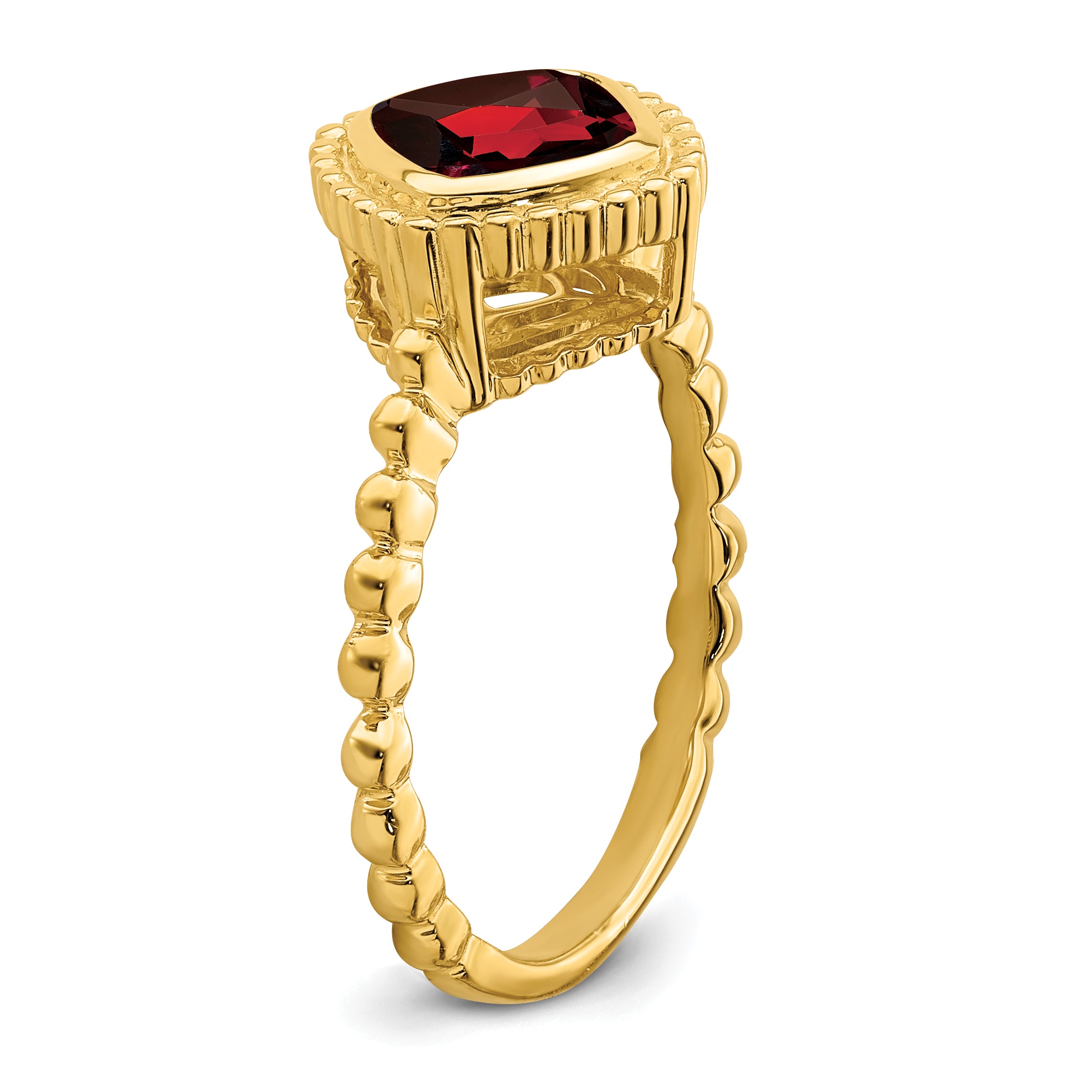 14k Cushion Garnet Ring