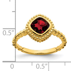 14k Cushion Garnet Ring