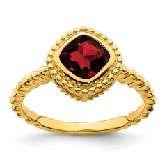 14k Cushion Garnet Ring