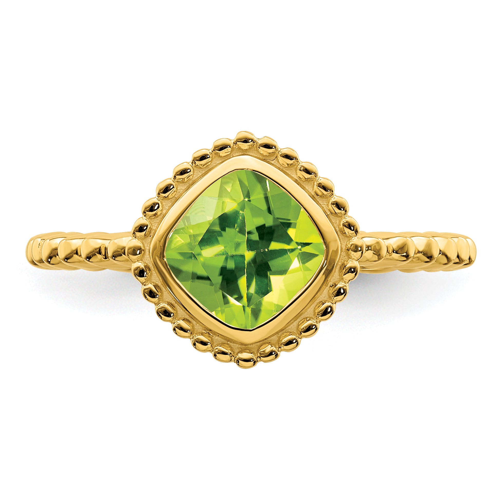 10k Cushion Peridot Ring