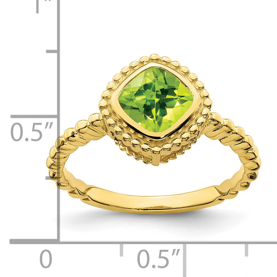 10k Cushion Peridot Ring