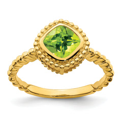 10k Cushion Peridot Ring