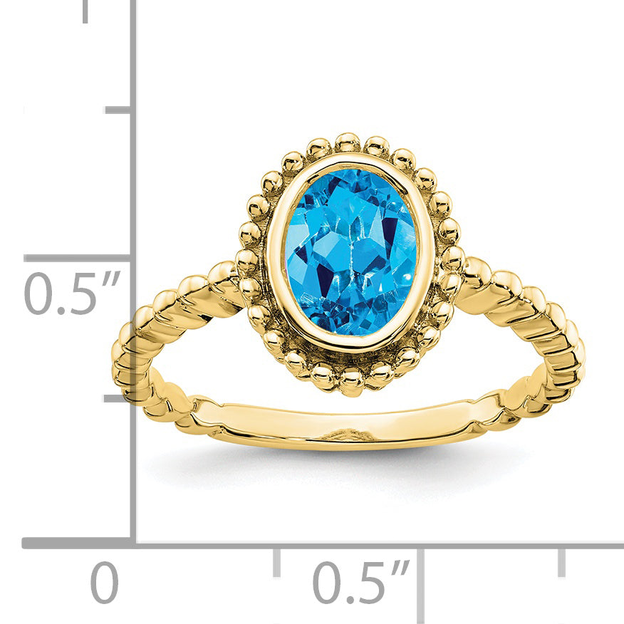 10k Oval Blue Topaz Ring