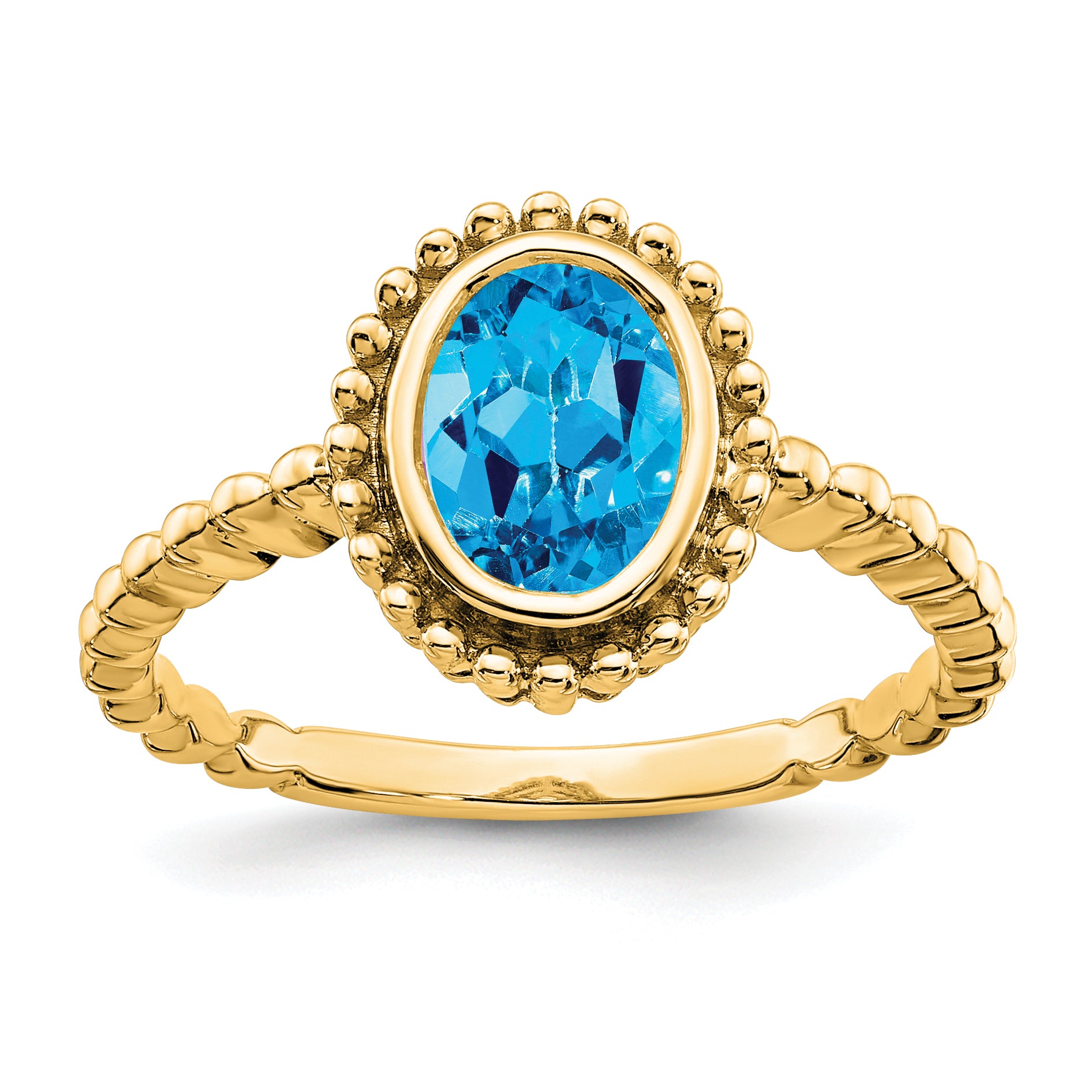 10k Oval Blue Topaz Ring