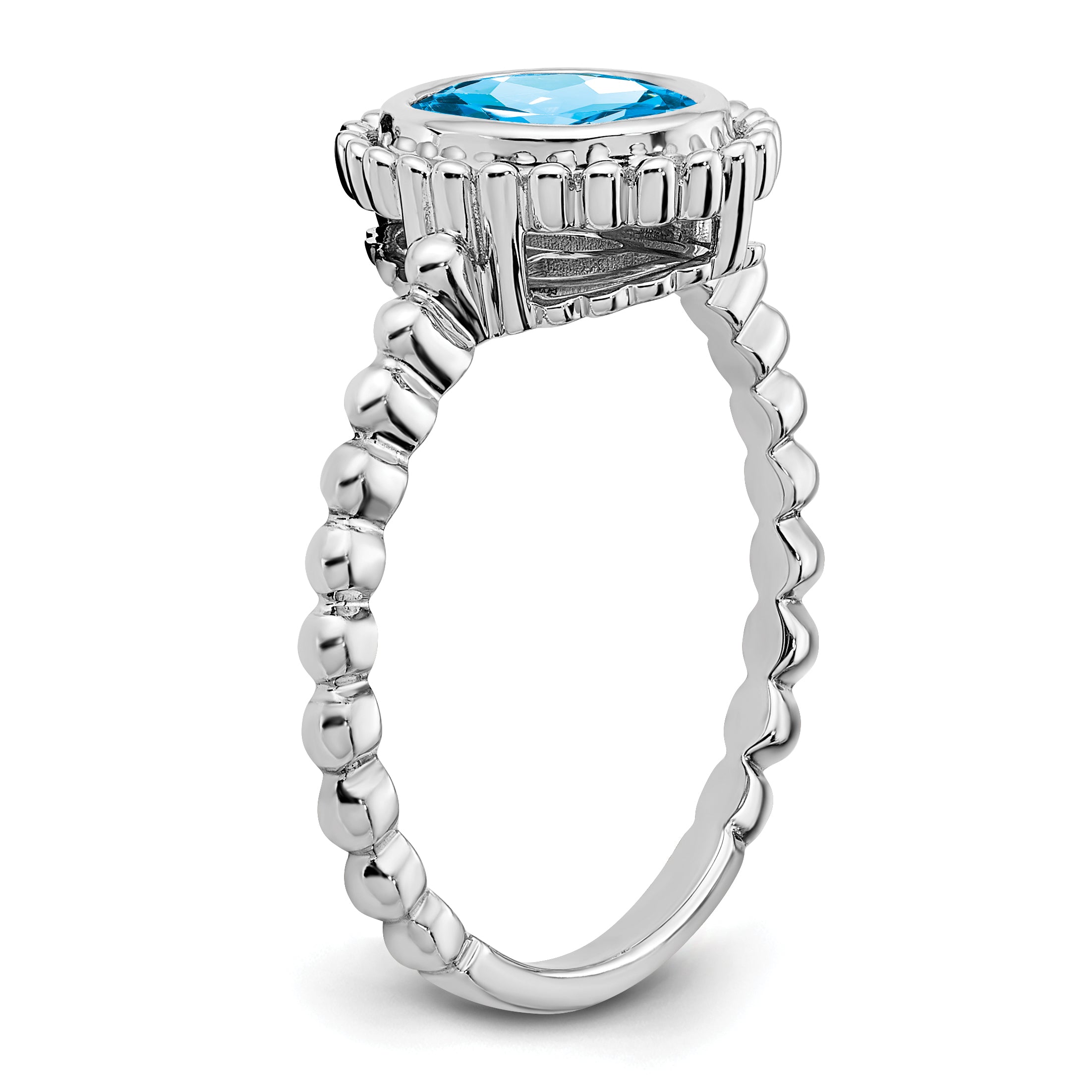 10k White Gold Oval Blue Topaz Ring