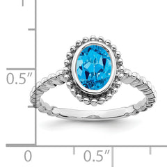 10k White Gold Oval Blue Topaz Ring