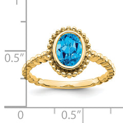 14k Oval Blue Topaz Ring