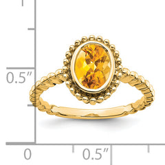 14k Oval Citrine Ring