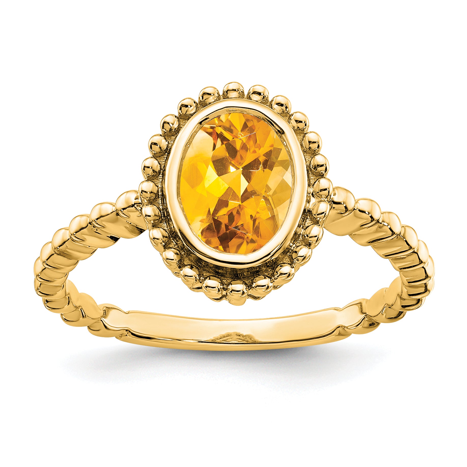 14k Oval Citrine Ring