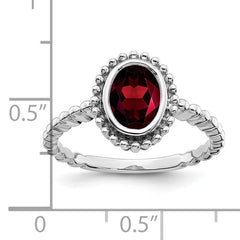 10k White Gold Oval Garnet Ring