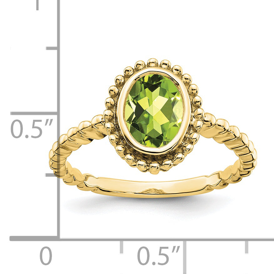 10k Oval Peridot Ring