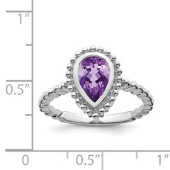 14k White Gold Pear Amethyst Ring