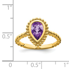 14k Pear Amethyst Ring