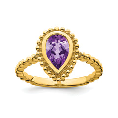 14k Pear Amethyst Ring