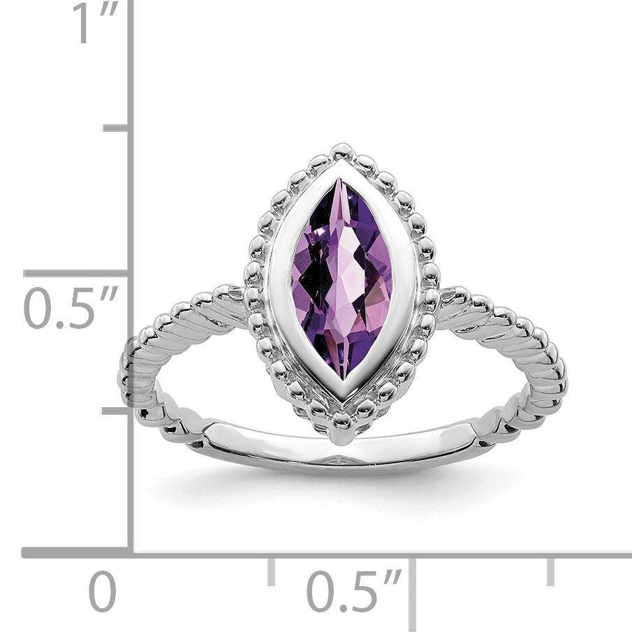 14k White Gold Marquise Amethyst Ring