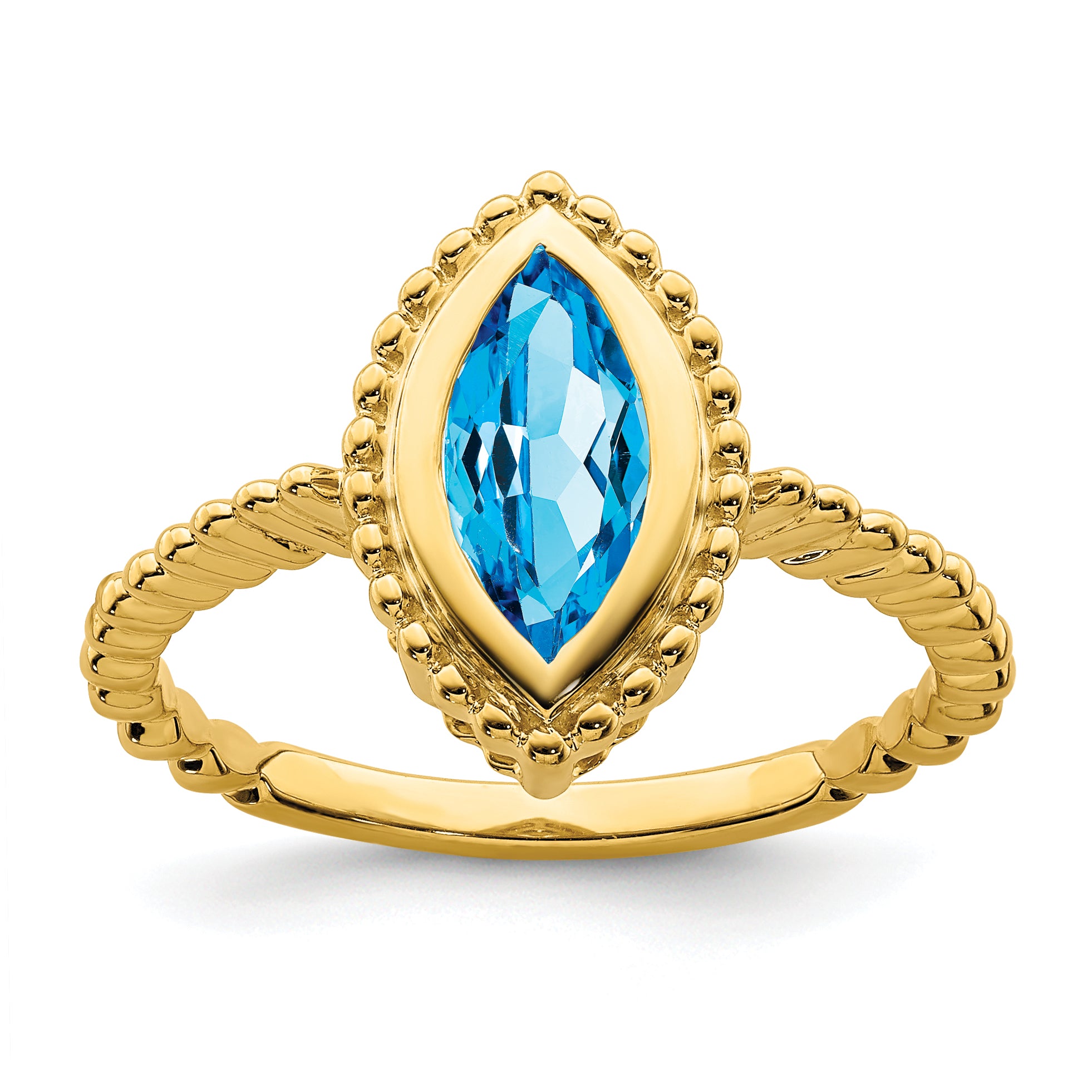 14k Marquise Blue Topaz Ring