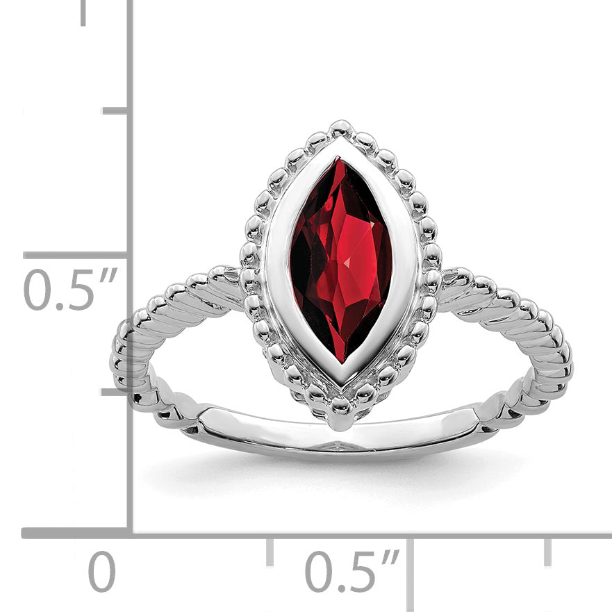 14k White Gold Marquise Garnet Ring