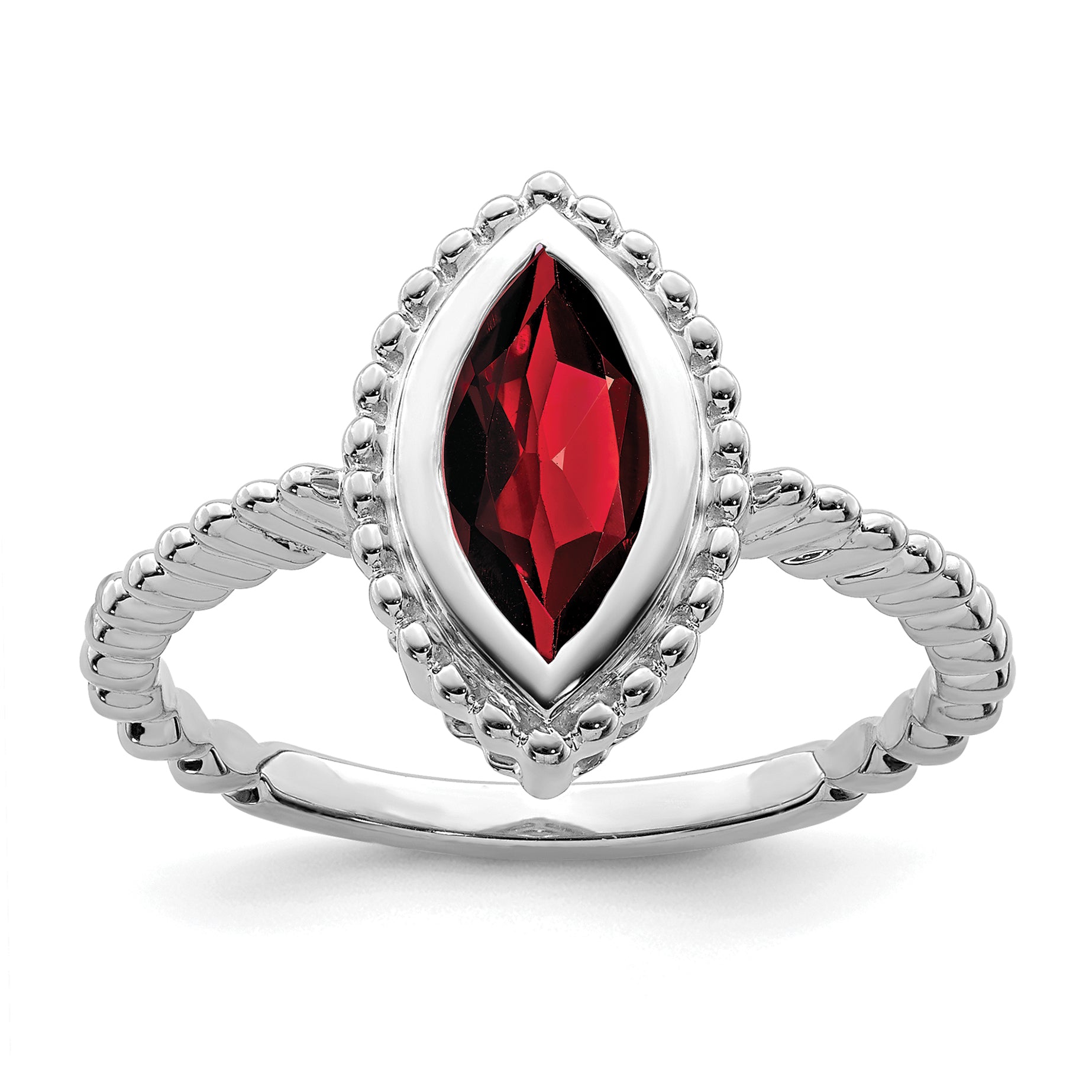 14k White Gold Marquise Garnet Ring