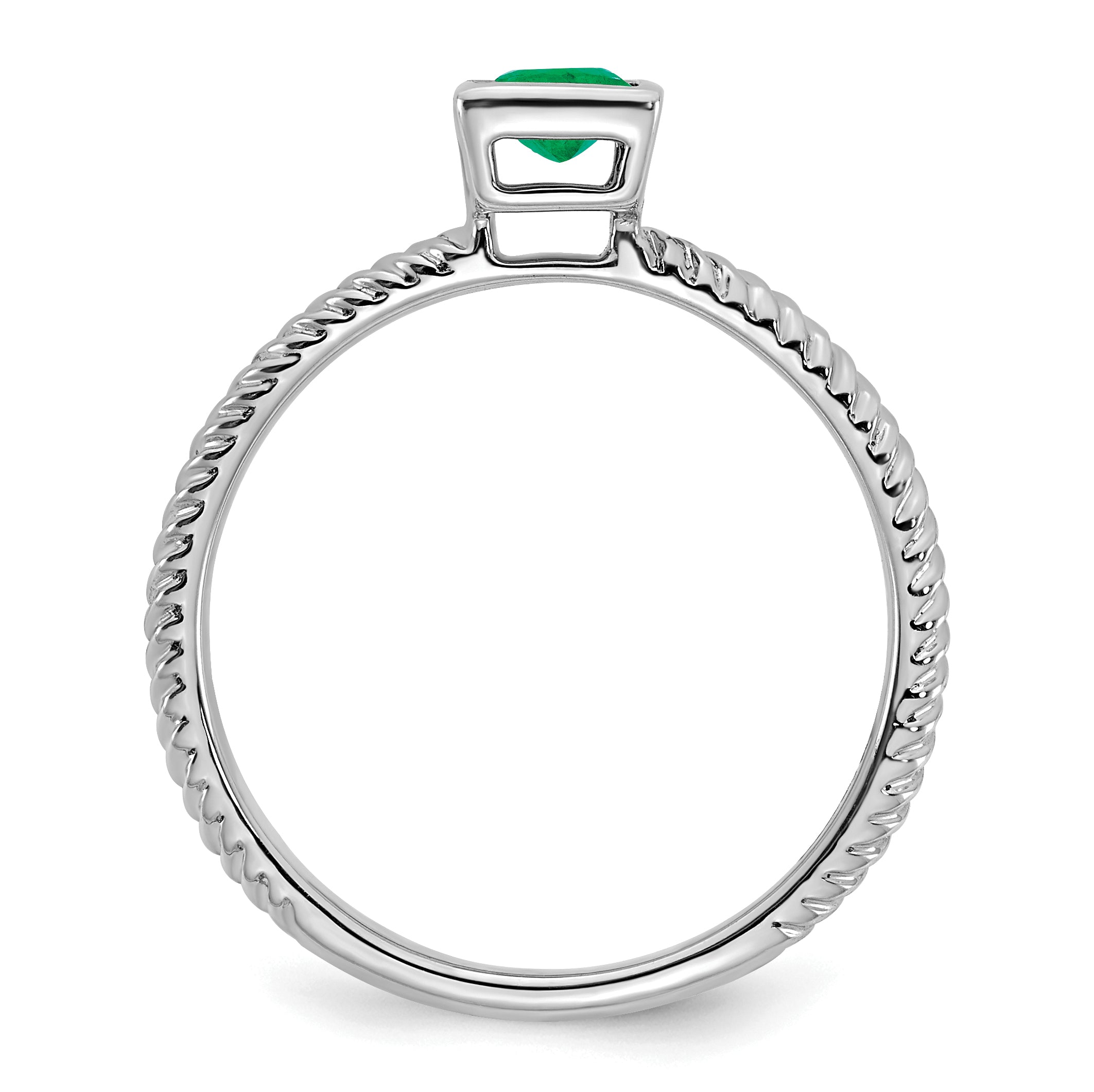 14k White Gold Square Bezel Emerald Ring